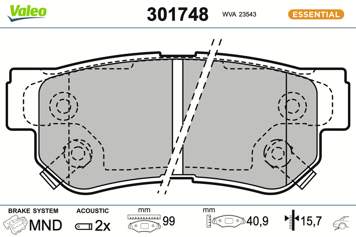 Jeu de 4 plaquettes de frein VALEO ref. 301748